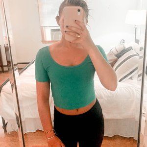 Teal Fitted Crop Top